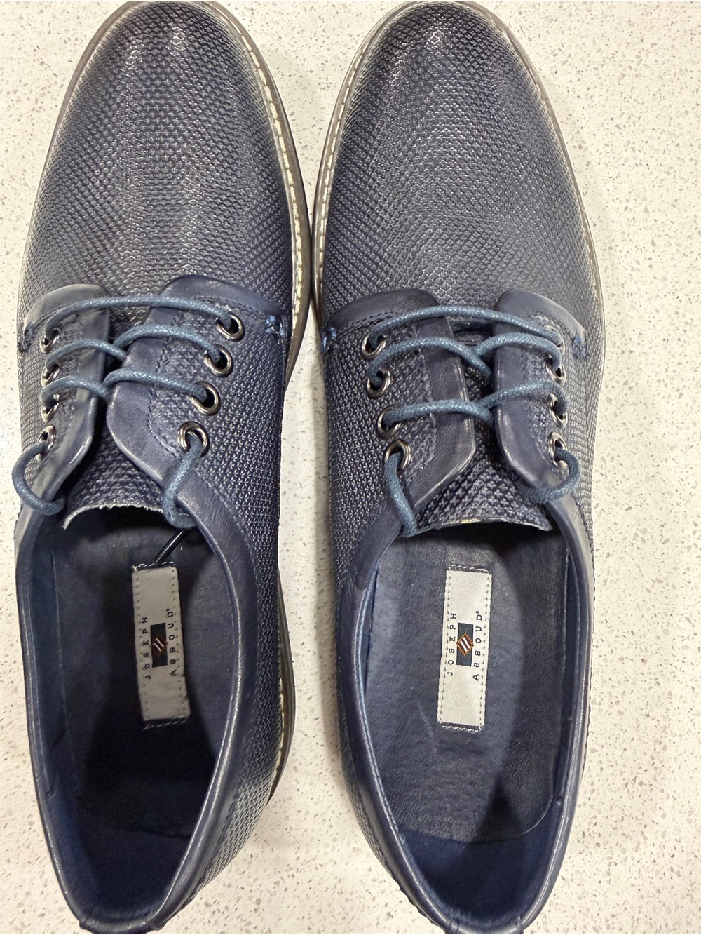 Joseph Abboud Navy Textured Lace-Up Loafers